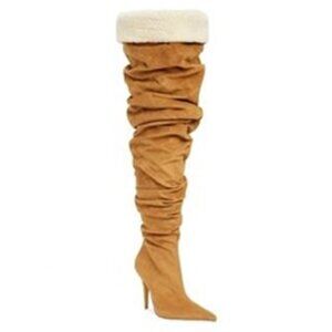 $350 JEFFREY CAMPBELL Igloo Slouchy Thigh High Boot SHEARLING BROWN 6.5 (MG17)